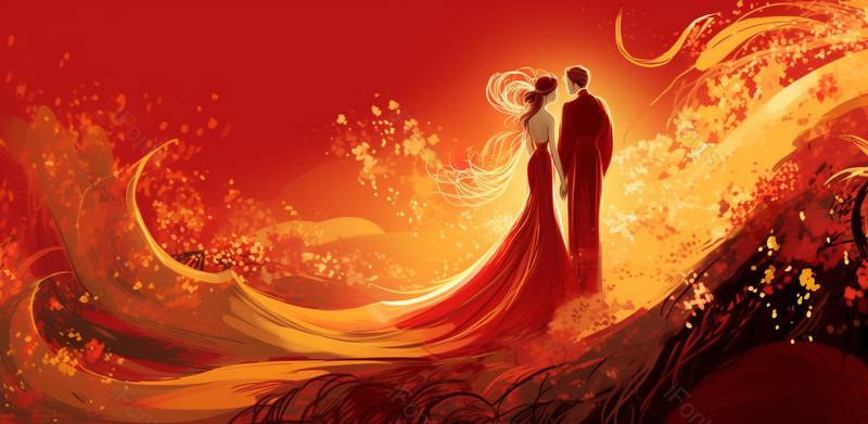 浪漫大气男人和女人背影情人节背景,插画/手绘图,插画/手绘图库,插画/手绘图下载,插画/手绘